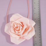Satin Rose Flower Lariat Wrap Waist Belt: BK