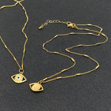 Enamel Evil Eye Charm 14K Gold Plated Necklace: Blue