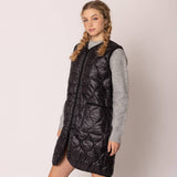 Quilted Padded Long Zipper Vest: IVY / One Size