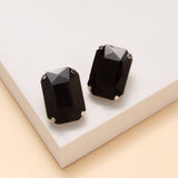 Rectangular Cut Crystal Stud Earrings: Blue