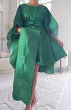 Wing Dress/Faux Silk/Poncho Dress/ Wing Sleeves-25032 Green: Plus size