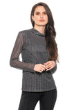 A406 - Sheer Polka Dot Mesh Top – Black & White: L