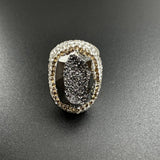 Druzy Rhinestone Alloy Rings: Silver-Gun Metal