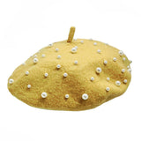 Pearl Embellished Tam Beret Hat: Rust