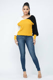 Color Block Twisted Open Back Loose Fit Cozy Sweater: Rust Combo / 1-2-2-1 (S-M-L-XL)