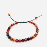 Hand Woven 6MM Natural Stone Stretch Bracelets - CS: Rose red striped agate / 6mm (stretchable)