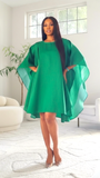 Wing Dress/Faux Silk/Poncho Dress/ Wing Sleeves-25032 Green: Plus size