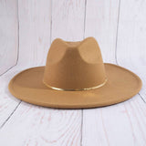 Flat Brim Herringbone Chain Fedora Fashion Hat: BK
