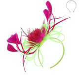 Floral Fascinator Headband w/ Side Loops & Feathers: Black
