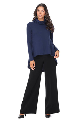Lillian High-Low Knit Top: Navy / S