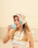 Abstract Splash Print Satin Scarf: Pink