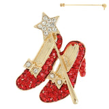 Iconic Rhinestone Red Slippers Brooch Pin