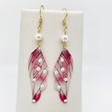 Colorful Double Butterfly Wings Dangle Earrings: Pearl-Light Green