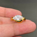 Zircon Inlaid Irregular Geometry 18K Gold Plated SS Ring - FGS: B