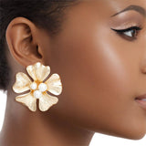 Flora Gold and Pearl Flower Earrings