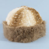 Deer Fawn Print Marled Fur Trim Bucket Hat: IV
