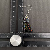 Christmas String Light Black Cat Dangle Earrings