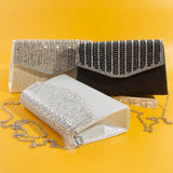 Rhinestone Trim Envelope Clutch Bag: S