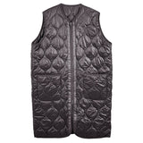 Quilted Padded Long Zipper Vest: IVY / One Size