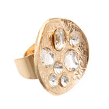 Gold Clear Oval Crystal Ring: Color / Gold / Adjustable