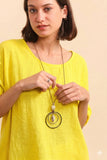 Yellow Top with Necklace
