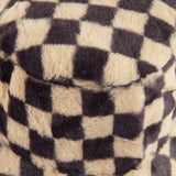 Plush Faux Fur Checkered Bucket Hat: BW