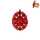 Drop Gem Stone Stretch Ring: Burgundy