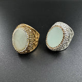 Amazonite Rhinestone Alloy Rings: Gold