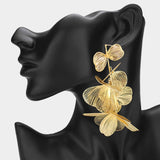 Oversized Metal Cutout Flower Drop Earrings
: Silver