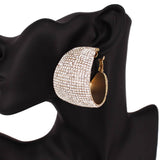 Rhinestone Pave Hoop Evening Earrings: Gold Rainbow