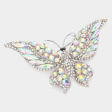 Glass Crystal Butterfly Pin Brooch: Gold