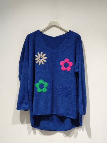 MONA FLORAL SWEATER PE25: ROYAL BLUE / YOU(36-42)