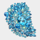 Oversize Multi Stone Floral Pin Brooch: Purple