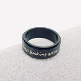 "Keep Fucking Going" Rotatable Stainless Steel Ring: Black / 9