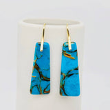 Colored Emperor Stone Geometric Agate Chakra Earrings - CS: F