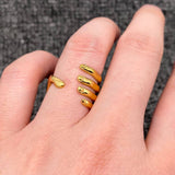 Creative Palm Design 18K Gold Plated S.Steel Ring - FGS: 7#