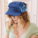 Flower Denim Newsboy Hat