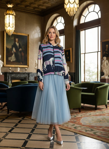 satin jacket with equestrian print