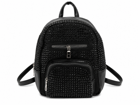 Via Fiore Rhinestone Mini Backpack – Glam Fashion Backpack: Black