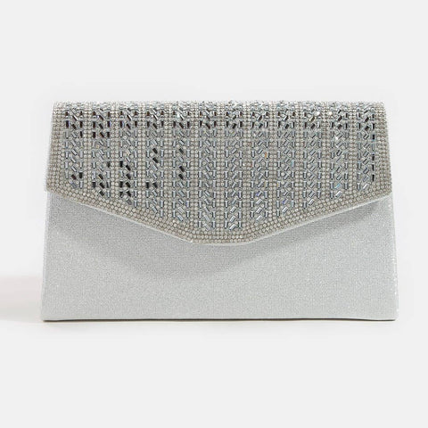 Rhinestone Trim Envelope Clutch Bag: S