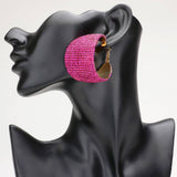 Rhinestone Pave Hoop Evening Earrings: Gold Rainbow