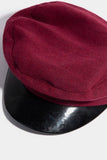 Faux Leather Trim Cabbie Cap: GR