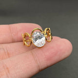 Zircon Inlaid Irregular Geometry 18K Gold Plated SS Ring - FGS: J