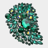 Oversize Multi Stone Floral Pin Brooch: Purple