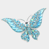 Glass Crystal Butterfly Pin Brooch: Gold