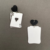 Acrylic Blackjack Heart Post Earrings - YK