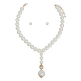 Pearl Drop Single Strand Pendant Necklace Set