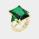Rectangle Crystal Stretch Ring: MULTI