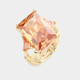 Rectangle Crystal Stretch Ring: MULTI