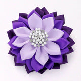 Pearl Pointed Flower Ribbon Brooch / Hair Clip: Purple